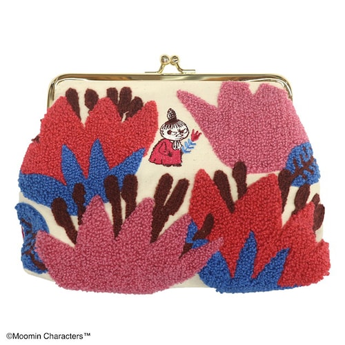 サガラ刺繍のガマ口ポーチ「ムーミン」