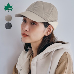 【ロゴス/LOGOS】耳あて付きキルティングキャップ【撥水素材】