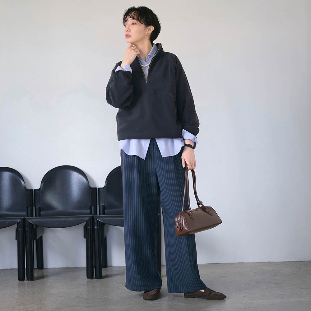 モデル身長173cm／M ※写真は撮影用のため股下+4cmになります。