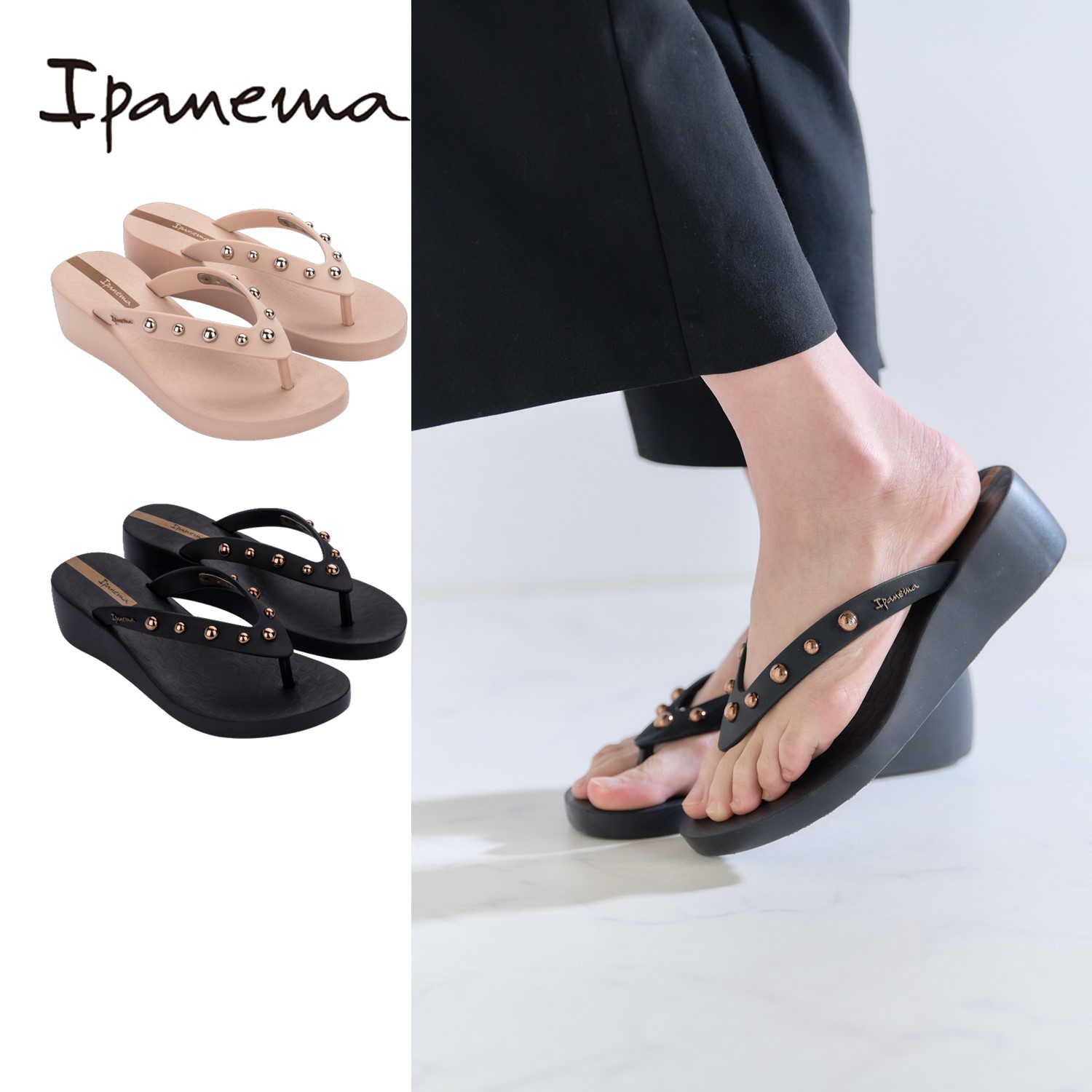 【イパネマ/Ipanema】スタッズトングPVCサンダル