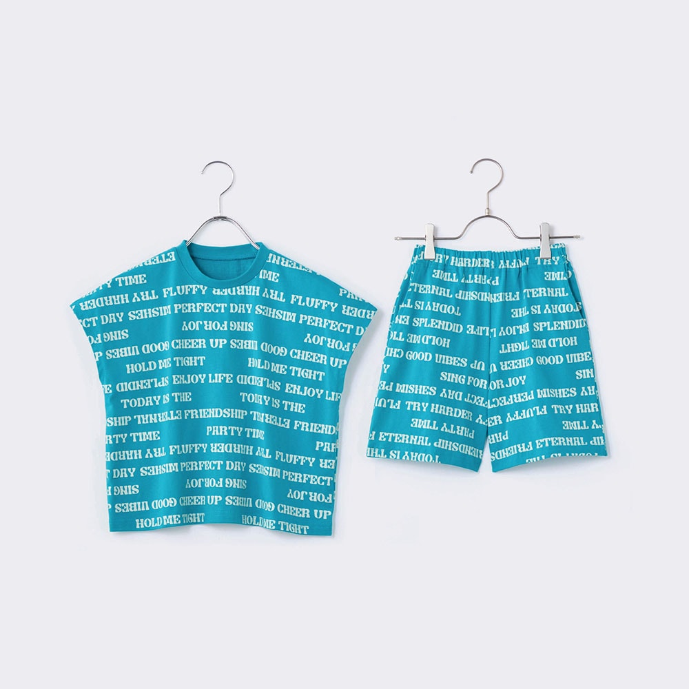 【LYKKE PARTY】総柄プリントフレンチスリーブTシャツ&ショートパンツセットアップ 【LYKKE PARTY】総柄プリントフレンチスリーブTシャツ&ショートパンツセットアップ