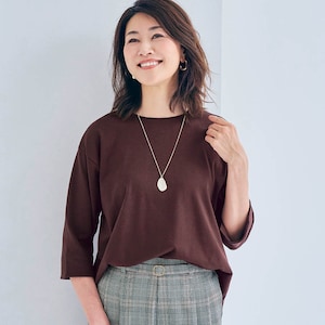 【ベルメゾン】大人のための綿素材シルケット七分袖カットソー