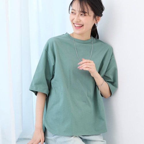 ラウンドヘム5分袖Tシャツ