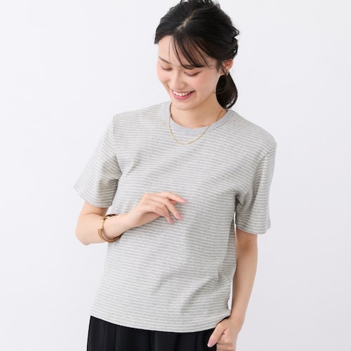 クルーネックジャカードボーダーTシャツ