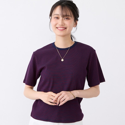 クルーネックジャカードボーダーTシャツ
