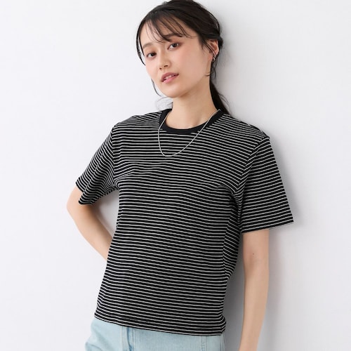 クルーネックジャカードボーダーTシャツ