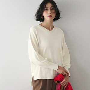 【スタイルノート/StyleNote】薄手であったかすっきり見えVネックニット