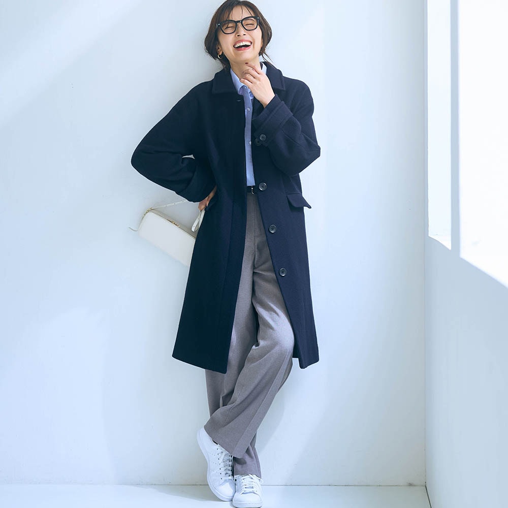 モデル身長165cm／M ※写真は撮影用のため着丈+6cmになります。