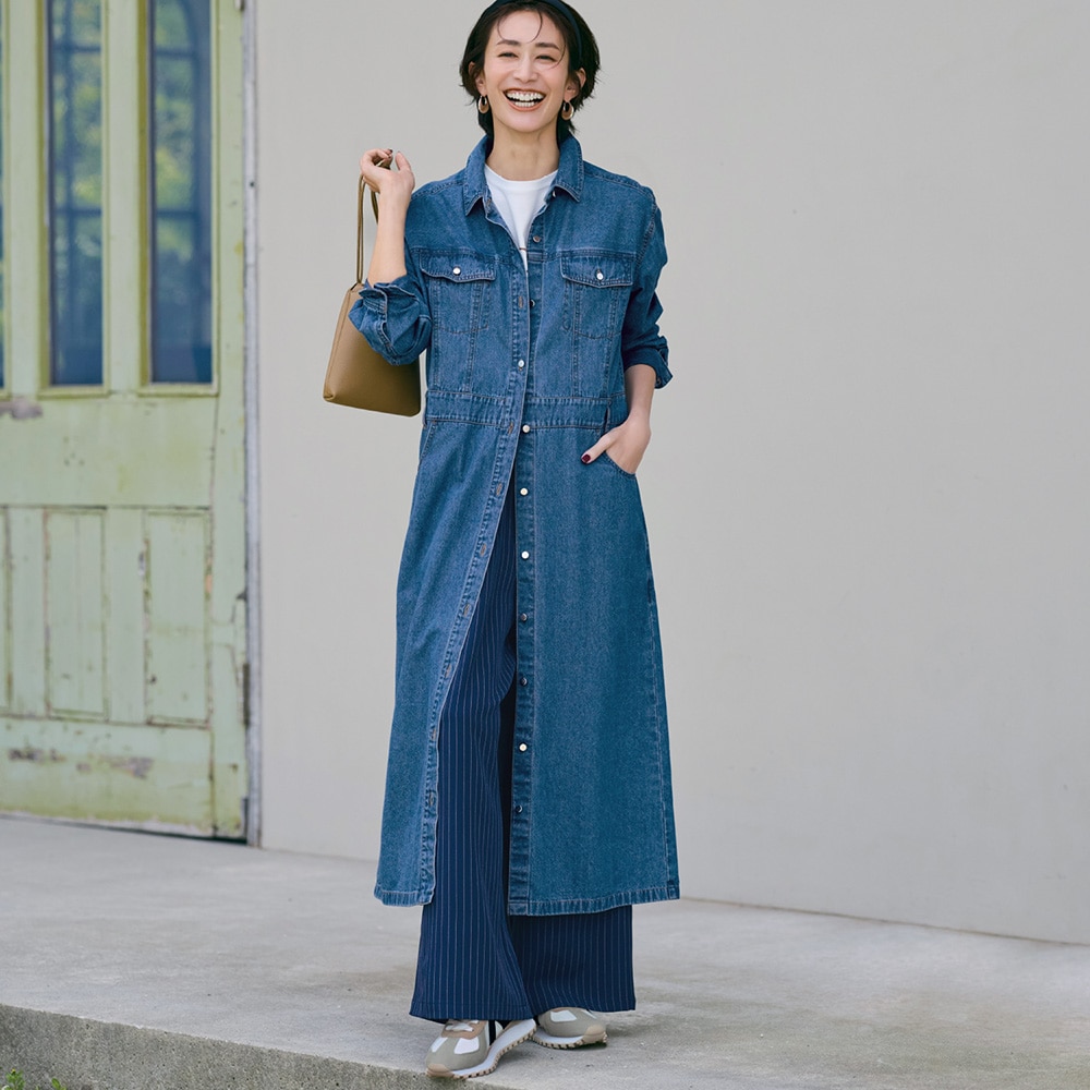 モデル身長170cm／M ※写真は撮影用のため着丈+4cmになります。