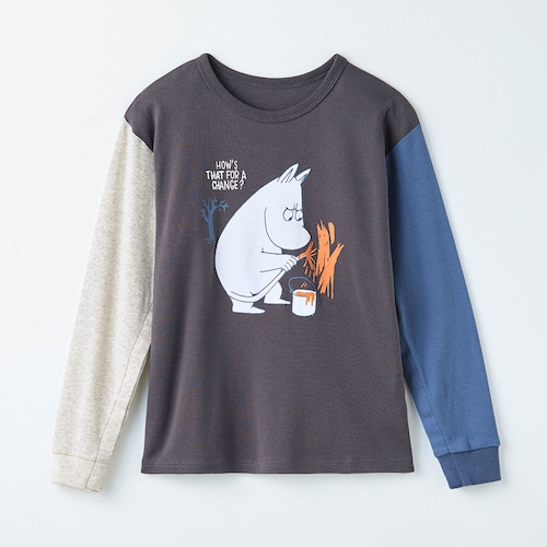 〈ベルメゾン×キヤスク〉 みんなが着やすいソフのび長袖Ｔシャツ 「ムーミン」【障がい・病気・入院・介護・車椅子・バリアフリー・ユニバーサルウェア】