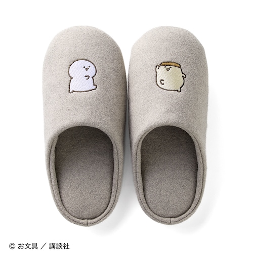 「お文具といっしょ」あったかフェルト素材の刺繍スリッパ
