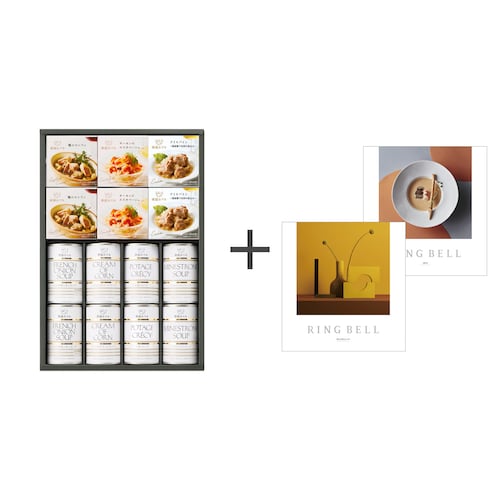 【送料無料】 【お取り寄せギフト】セット品 スープ・オードブル缶詰14個＋カタログギフト マゼラン＆アイリスコース＋e－Gift
