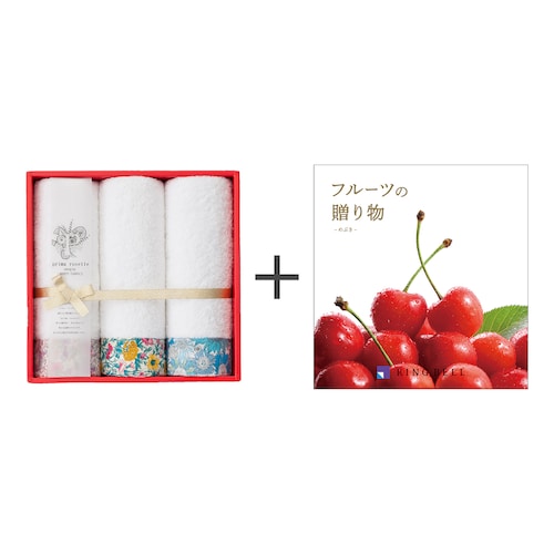 【送料無料】 【お取り寄せギフト】セット品 フェイスタオル3枚＋カタログギフト フルーツの贈り物めぶきAコース