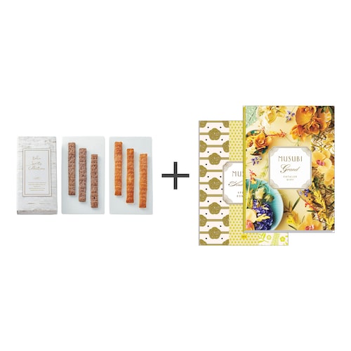 【お取り寄せギフト】セット品 ロングスティックパイ＋カタログギフト MUSUBI〈藤黄〉