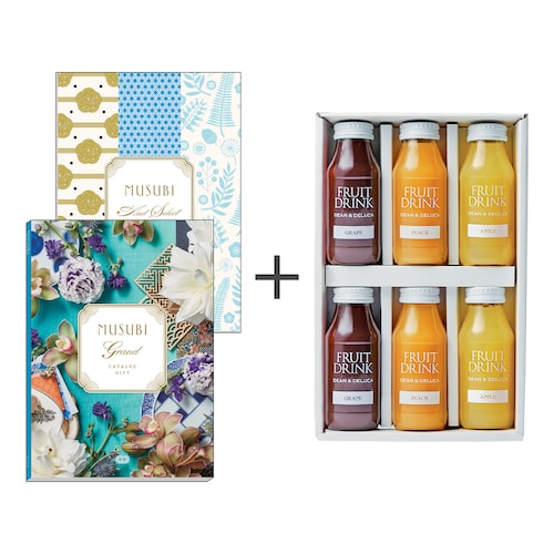 【送料無料】 【お取り寄せギフト】セット品 フルーツドリンク6本＋カタログギフト MUSUBI〈青藍〉