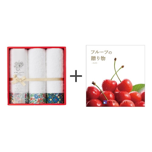 【送料無料】 【お取り寄せギフト】セット品 フェイスタオル3枚＋カタログギフト フルーツの贈り物めぶきBコース
