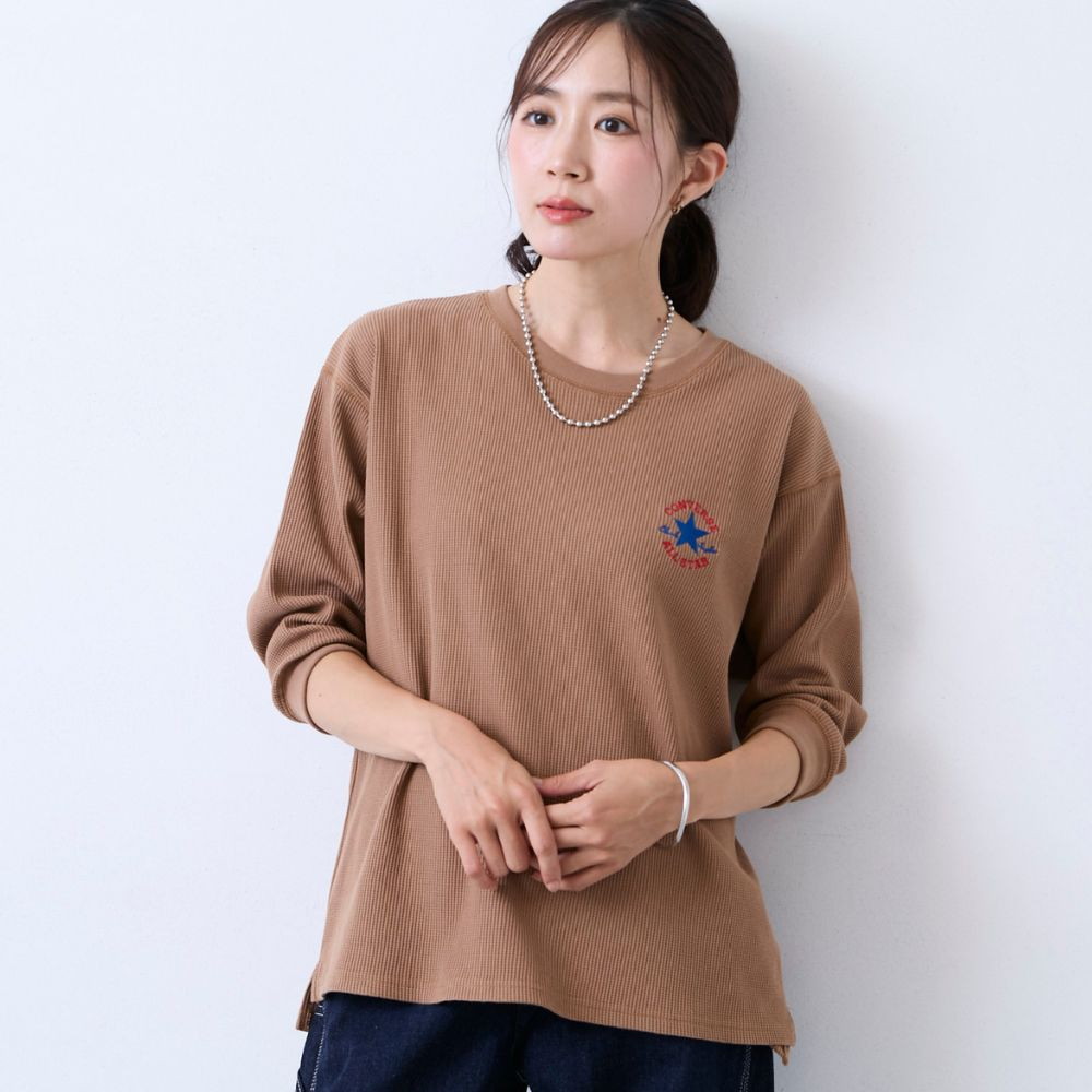 【コンバース/CONVERSE】ワッフル素材の7分丈Tシャツ