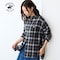 綿素材両面起毛オンブレチェックシャツ
