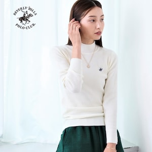 【ビバリーヒルズポロクラブ/BEVERLY HILLS POLO CLUB】無地とボーダーが選べるハイネックリブ編みニット