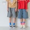 【LYKKE PARTY】ケミカルウォッシュデニムハーフパンツ