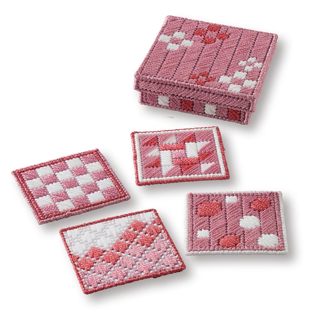 コースターセット　●収納ケース 約11×11×2.5（高さ）cm