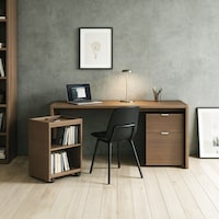 ダークブラウン　引出しワゴン、ラックワゴン／別売りワークデスク(商品番号1247352)と併せて使用