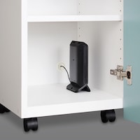 ルーター収納などに便利な配線穴付き／扉ワゴン
