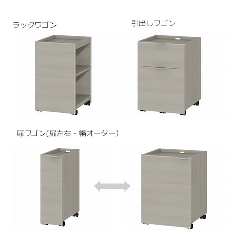 ワークデスクと合わせて使いやすいワゴン収納シリーズ 【扉ワゴンは幅１cmピッチサイズオーダー／受注生産】