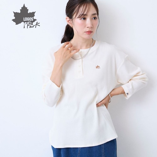 ワッフルヘンリーネックTシャツ