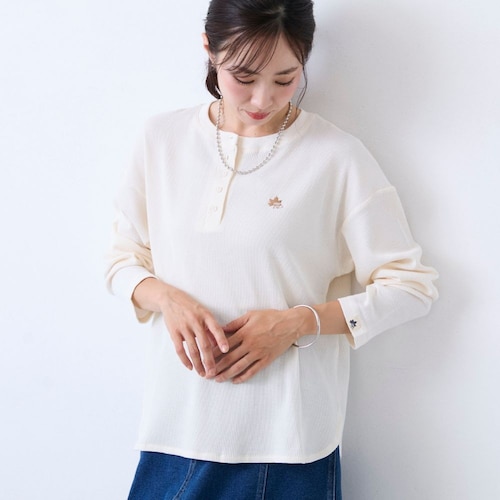 ワッフルヘンリーネックTシャツ