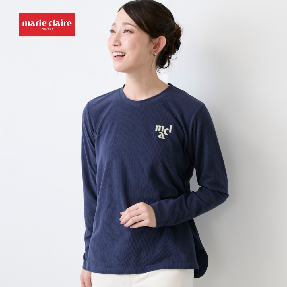 【マリ・クレール スポール/marie claire SPORT】胸元プリント長袖Tシャツ