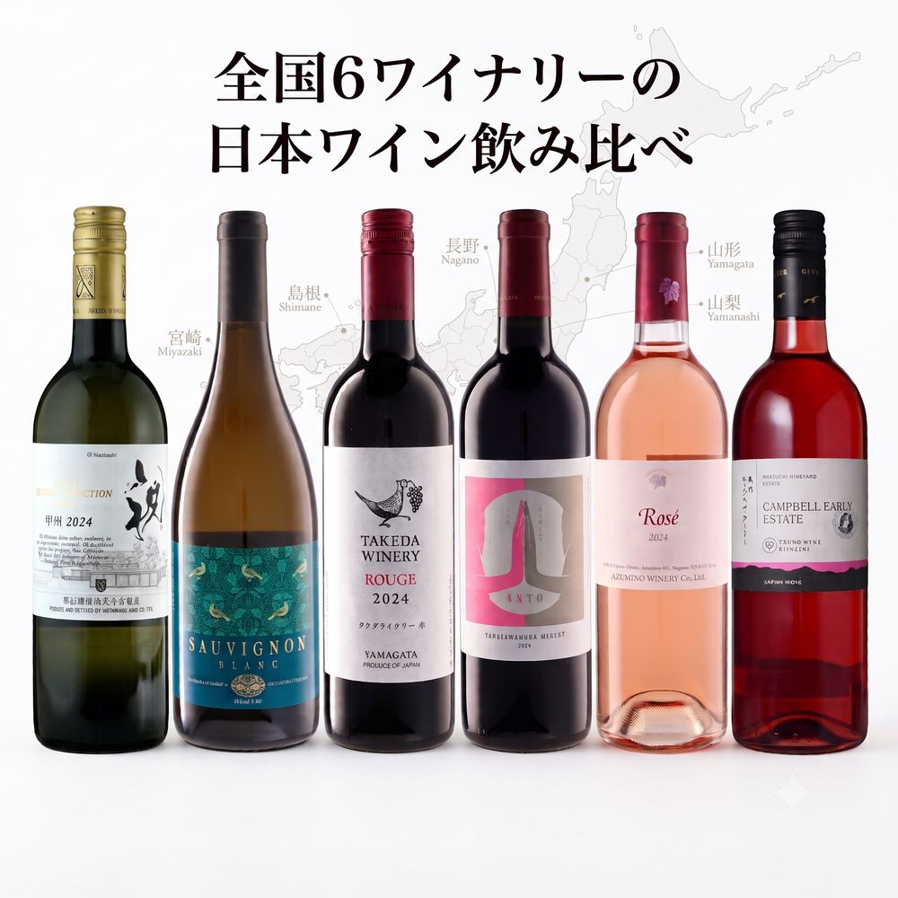 全国6ワイナリーの「日本ワイン」飲み比べ6本セット｜通販のベルメゾン