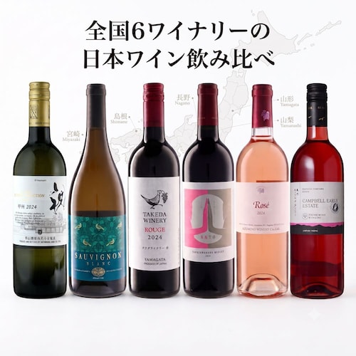 【送料無料】 全国6ワイナリーの「日本ワイン」飲み比べ6本セット